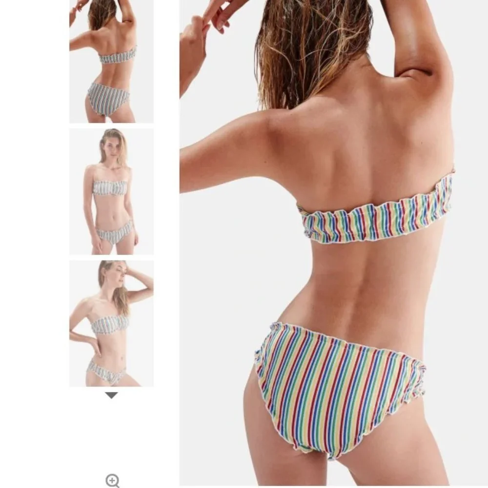 SOLID & STRIPED THE AUDREY SEERSUCKER BLOOMER BIKINI - XS (top) S (bottom) - Picture 3 of 3